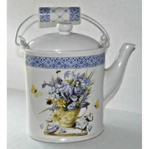 Marjolein Bastin Floral Watercan Teapot Hallmark Natures Sketchbook Vtg Cottage - Picture 2 of 7